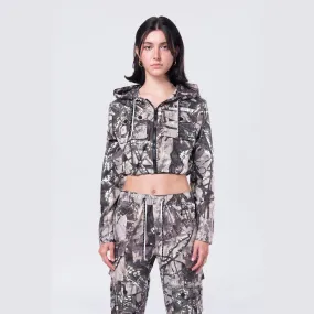 Hooded Utility Full Zip Jacket - Olive Hunting Camo