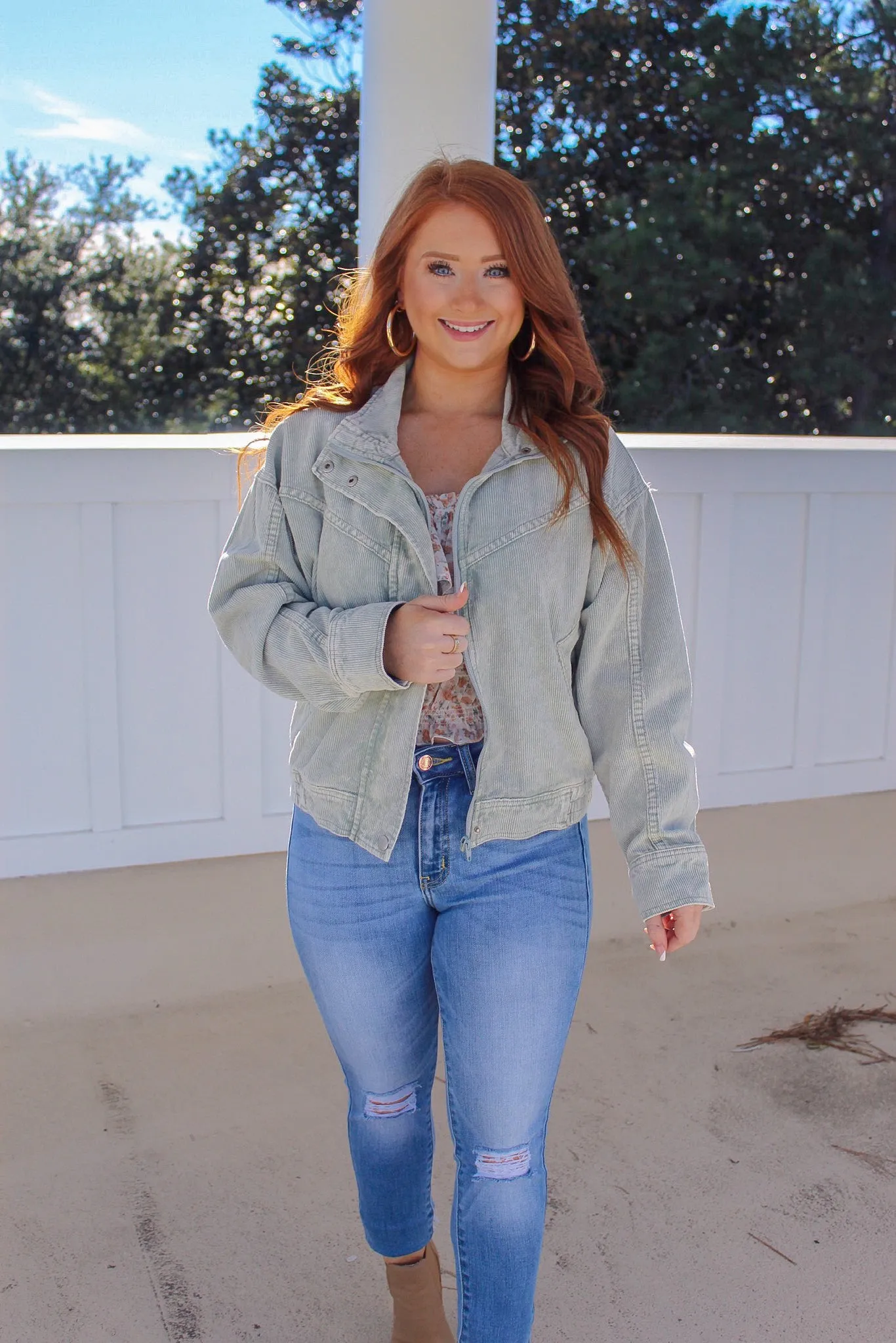 Huntington Washed Corduroy Jacket- Sage