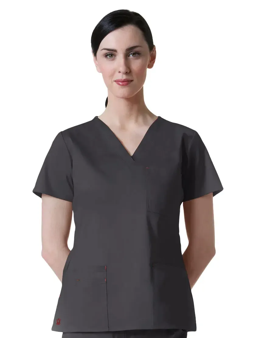 Maevn Women's Blossom 3 Pocket V-Neck Scrub Top