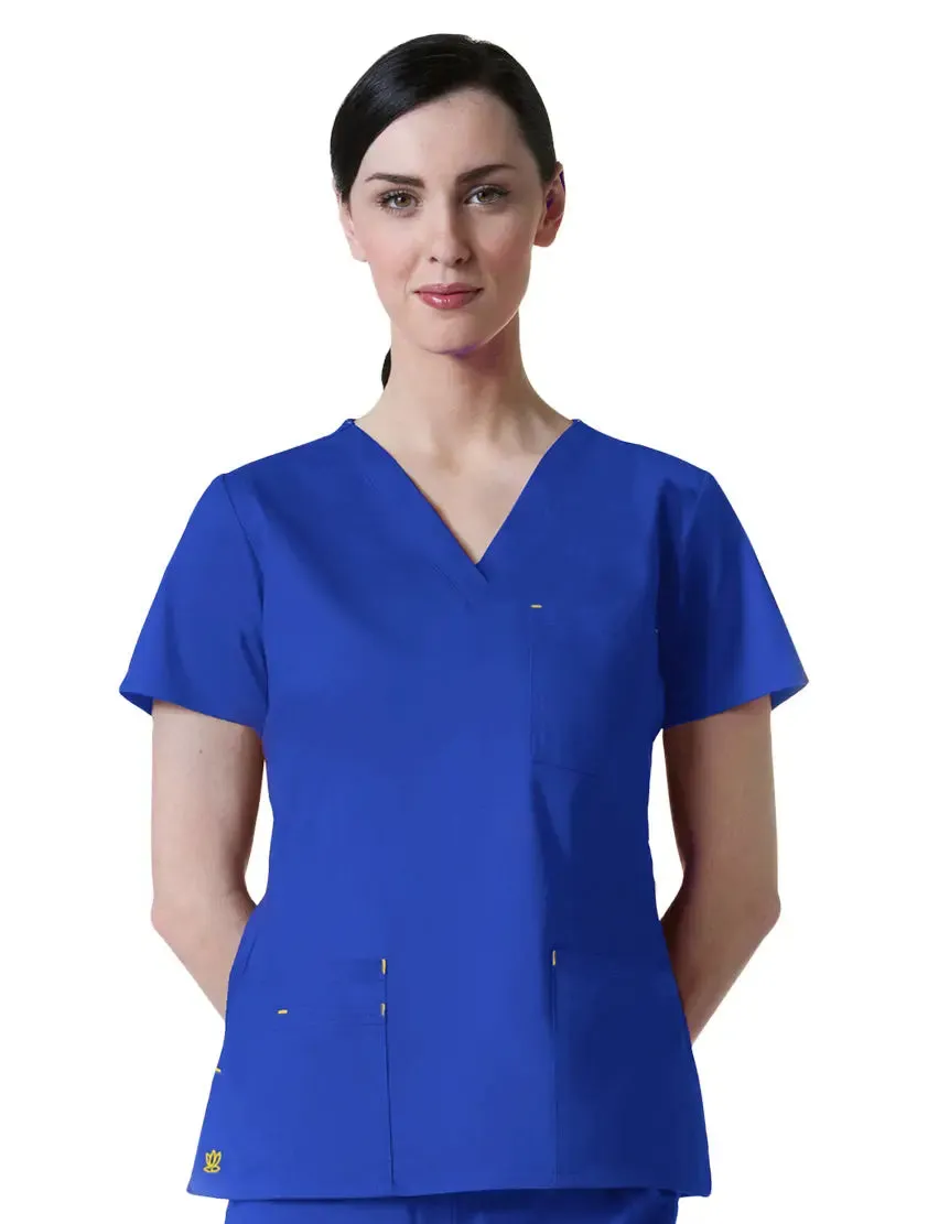 Maevn Women's Blossom 3 Pocket V-Neck Scrub Top