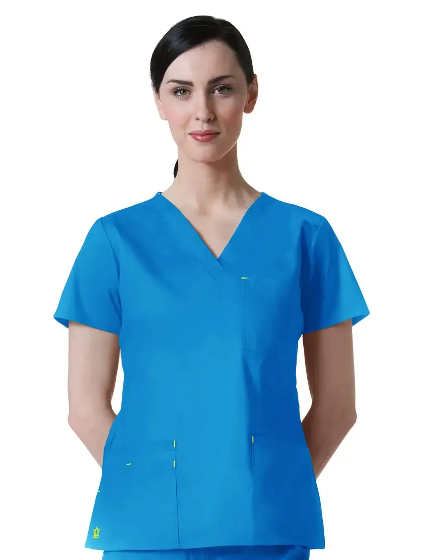 Maevn Women's Blossom 3 Pocket V-Neck Scrub Top