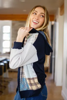 Making Plans Plaid Colorblock Hoodie