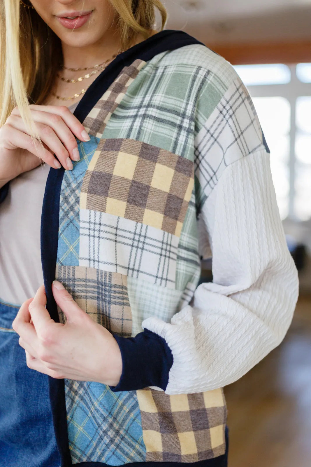 Making Plans Plaid Colorblock Hoodie