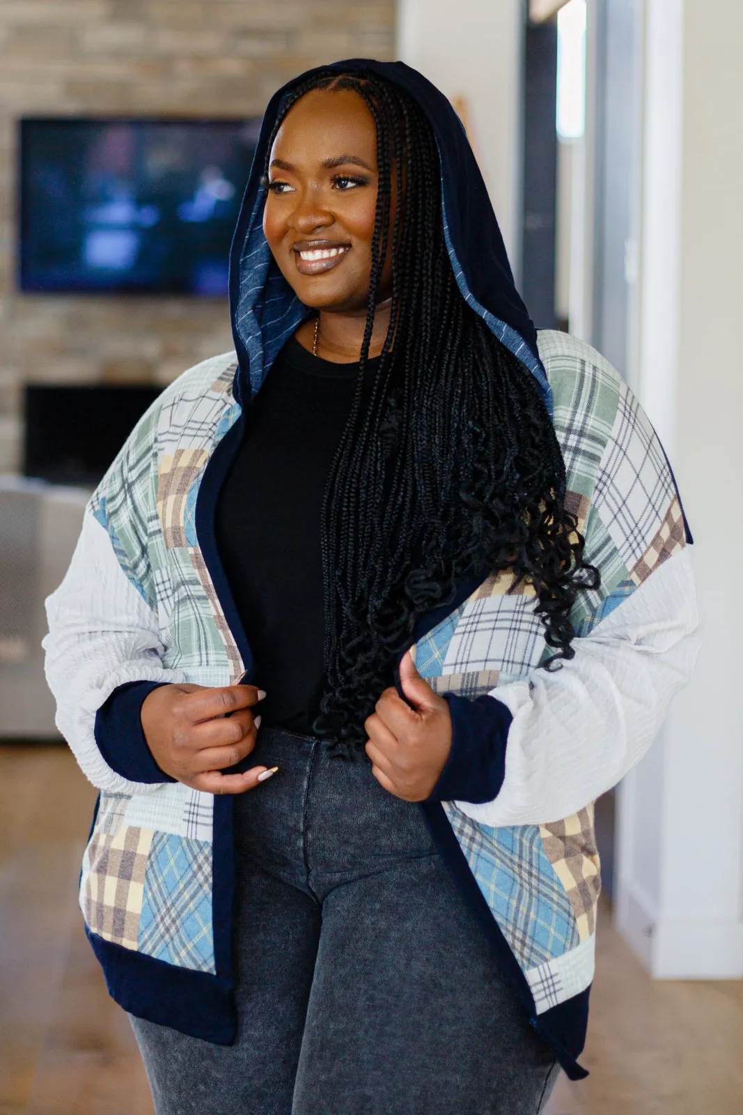 Making Plans Plaid Colorblock Hoodie