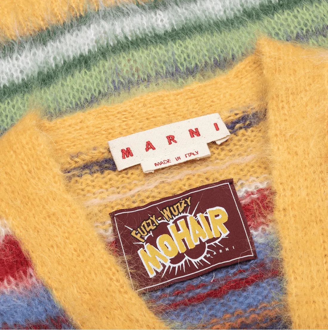 Marni Striped Mohair Cardigan Yellow Multi