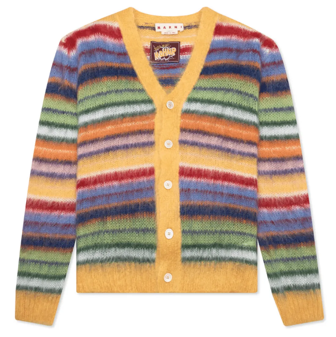 Marni Striped Mohair Cardigan Yellow Multi