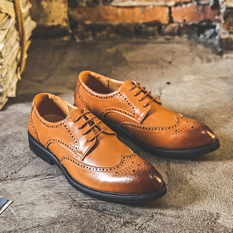 Mens casual loafers stylish hollow lace up formal loafers