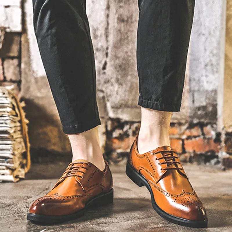 Mens casual loafers stylish hollow lace up formal loafers