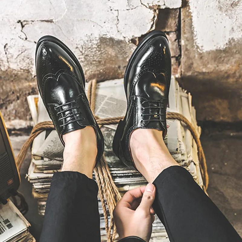 Mens casual loafers stylish hollow lace up formal loafers