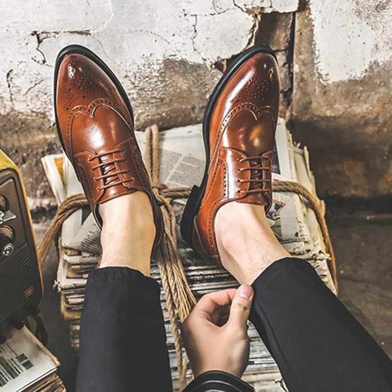 Mens casual loafers stylish hollow lace up formal loafers