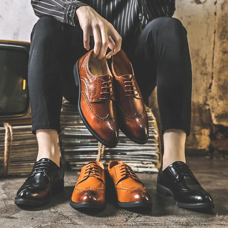 Mens casual loafers stylish hollow lace up formal loafers