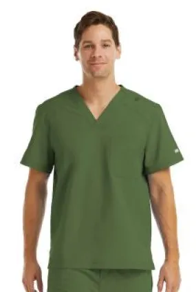 Mens Chest Pocket V-neck Top / Olive