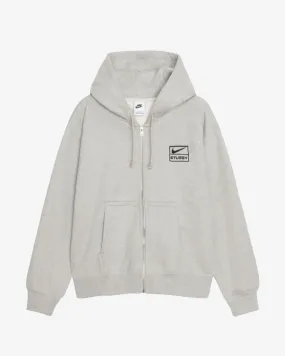 NIKE X STUSSY FW23 FULL ZIP GREY FLEECE HOODIE