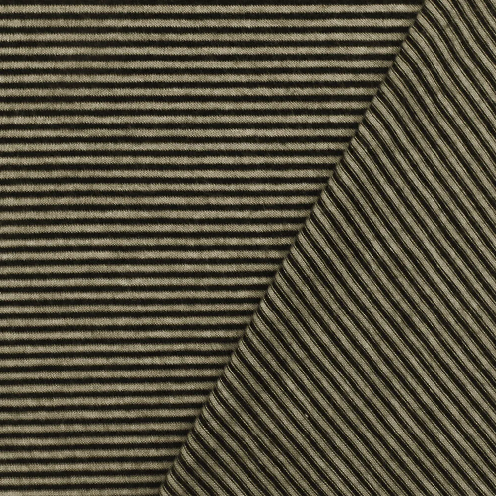 Old Khaki-Black Mini Stripe Stretch Jersey Knit Fabric