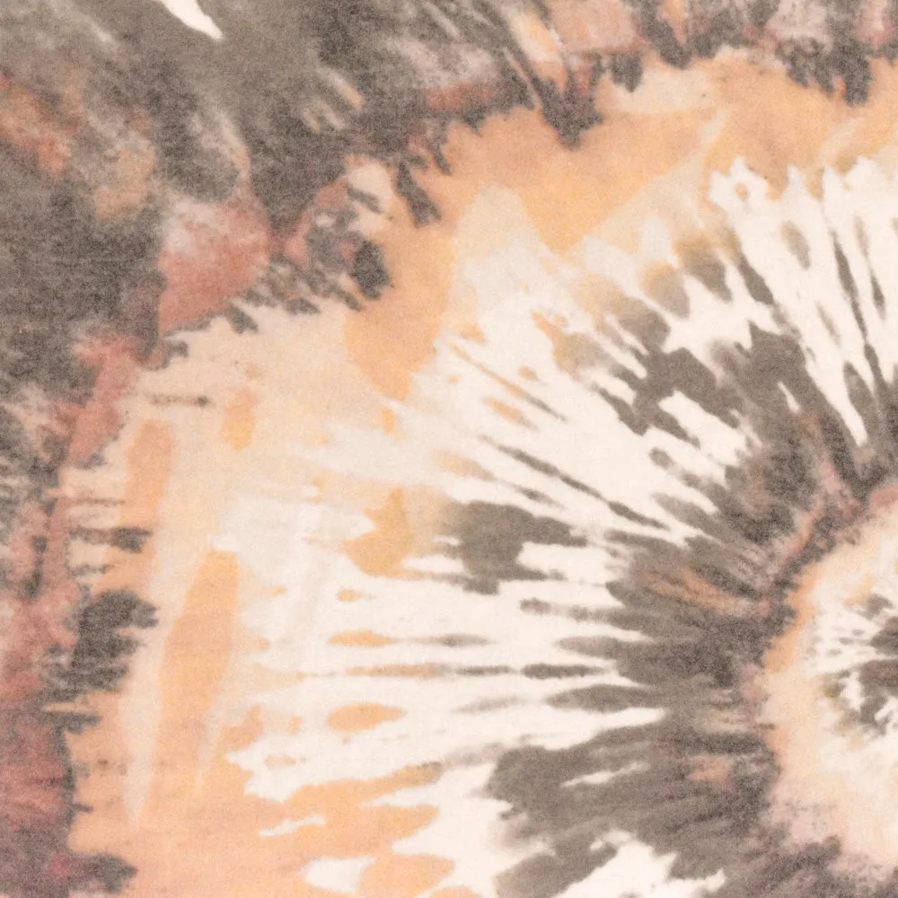 Orange-Brown-Multi Tie Dye Print Stretch Baby French Terry Knit Fabric