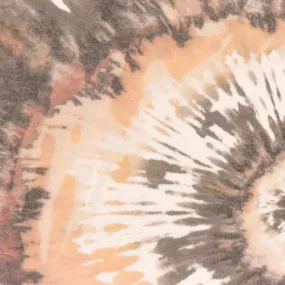 Orange-Brown-Multi Tie Dye Print Stretch Baby French Terry Knit Fabric