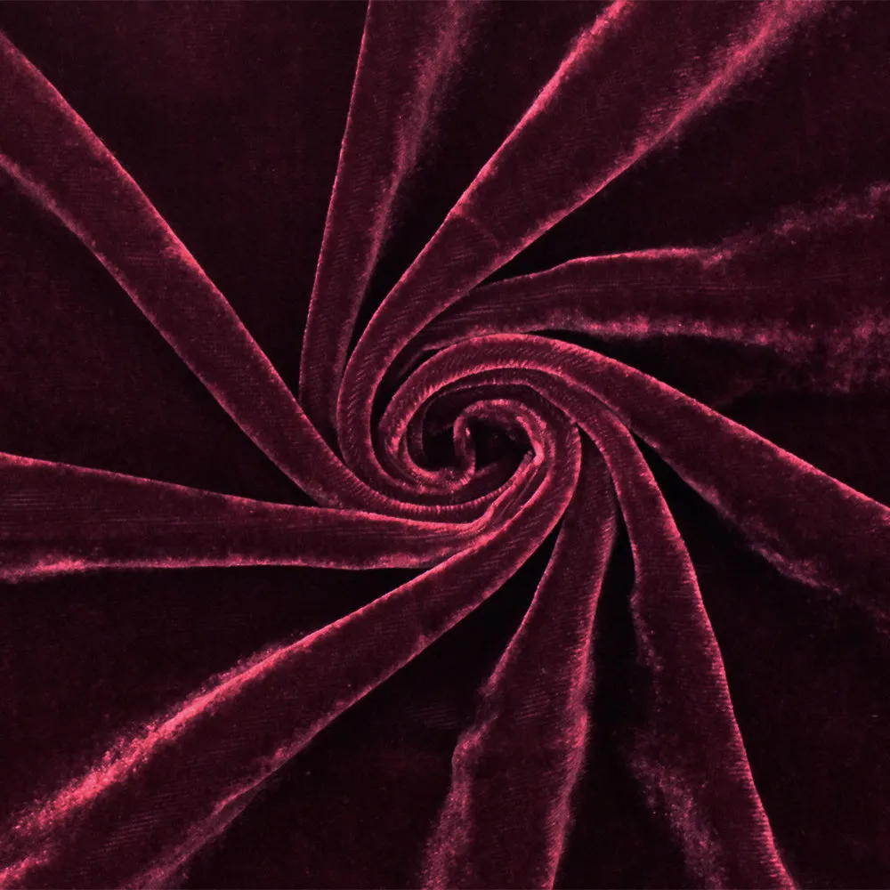 Red Solid Rayon Poly Velvet Woven Fabric