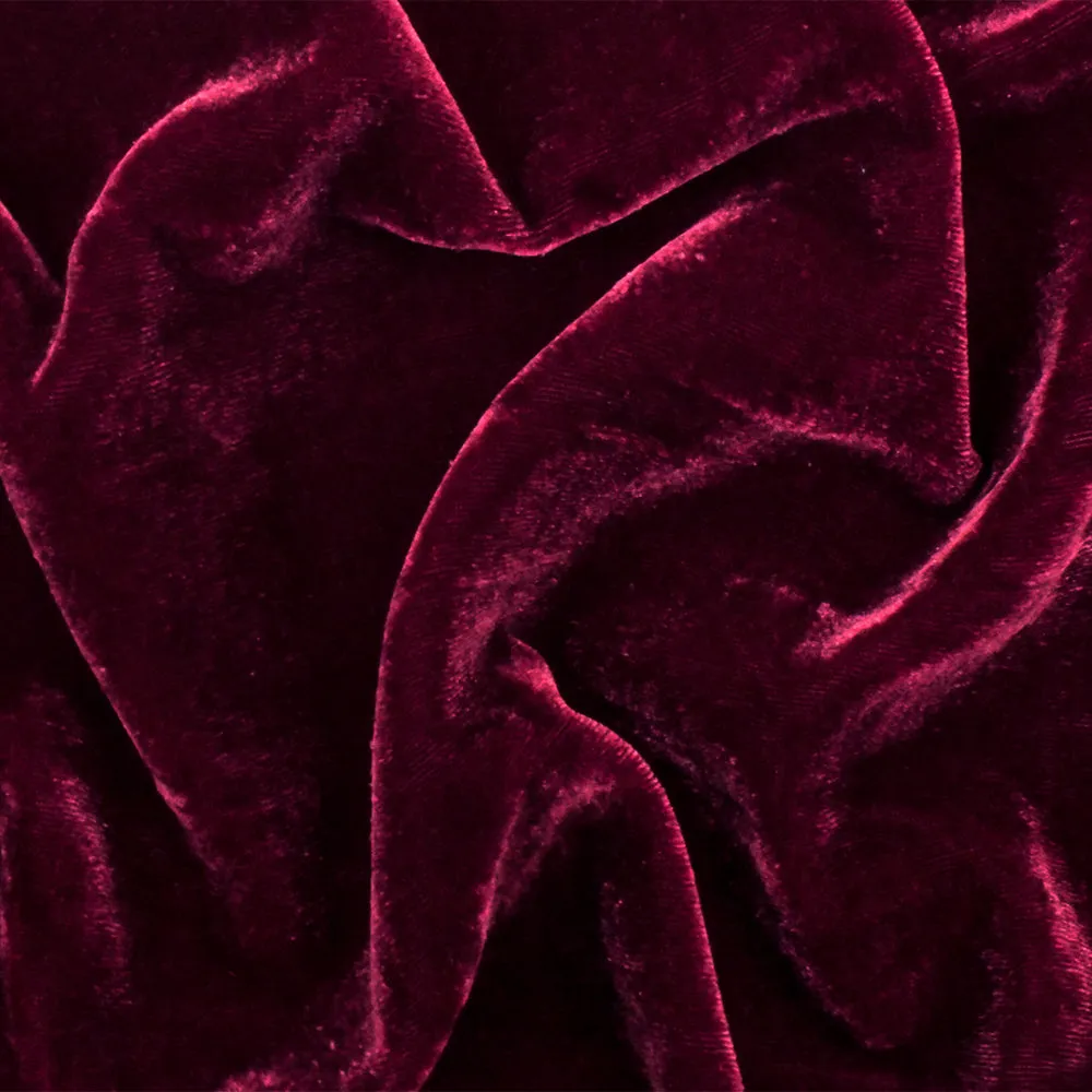 Red Solid Rayon Poly Velvet Woven Fabric