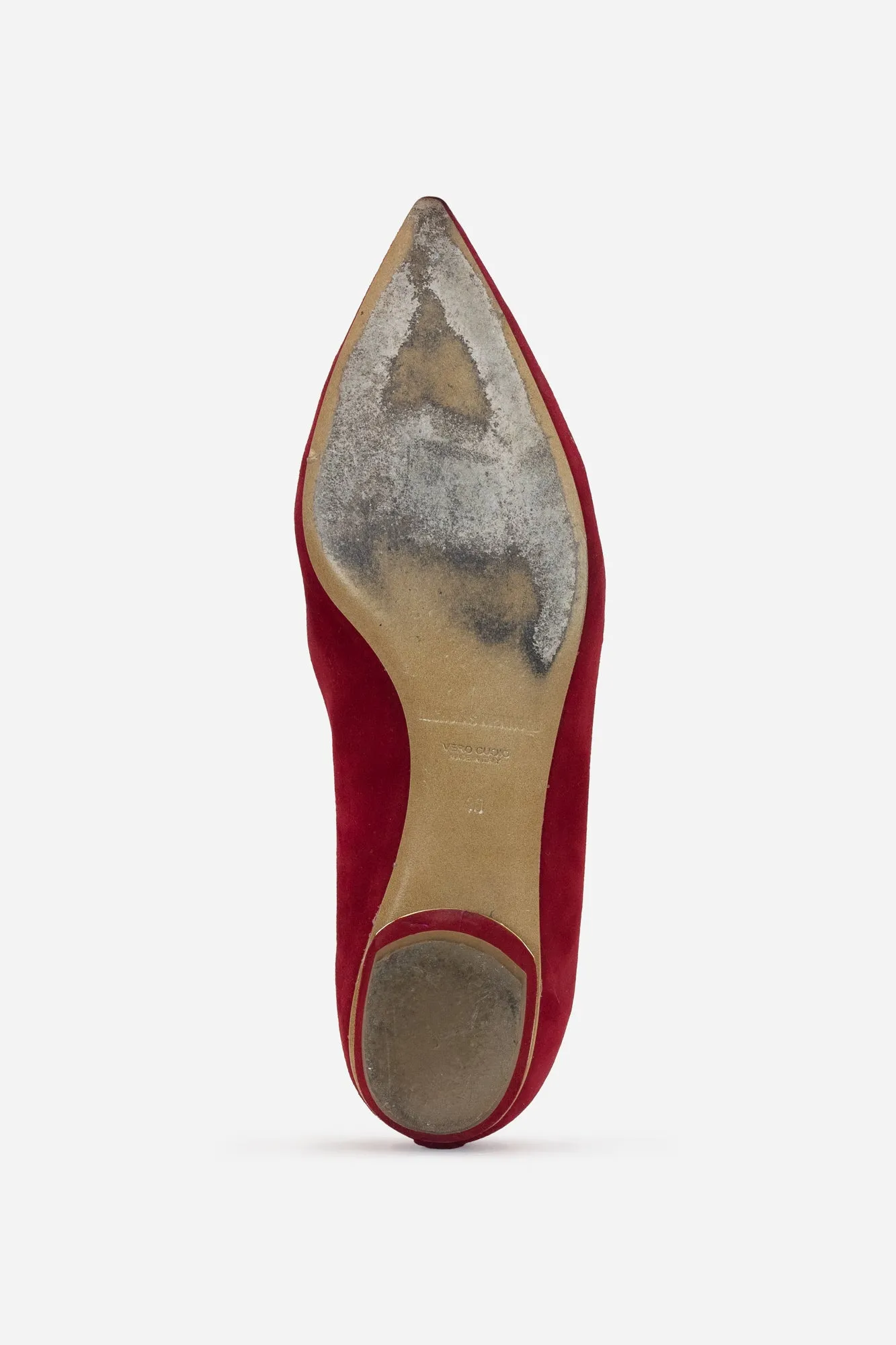 Red Suede Pointed Toe Flats