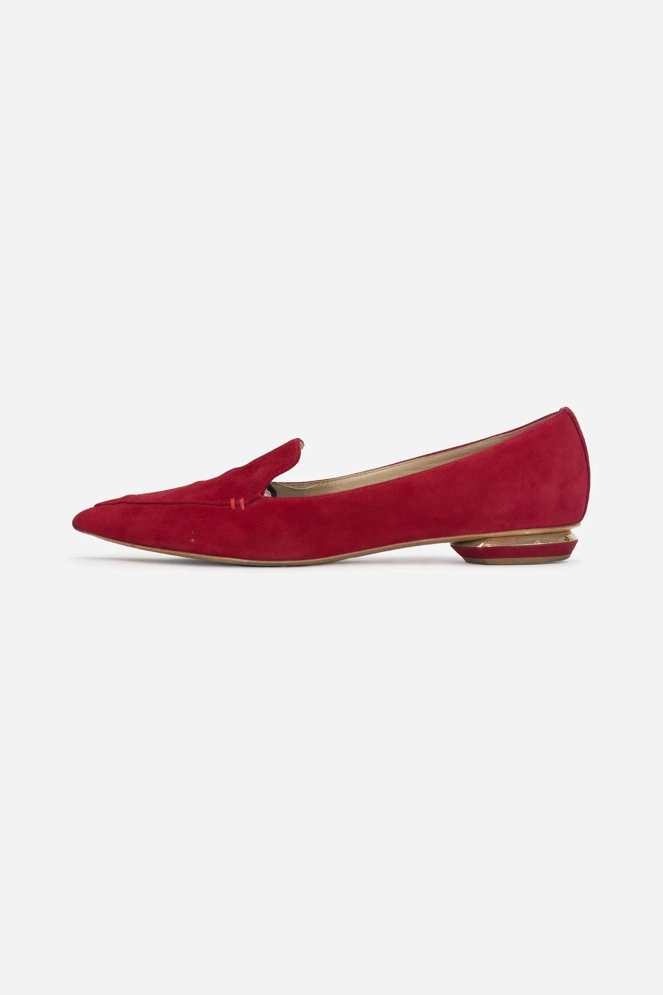 Red Suede Pointed Toe Flats