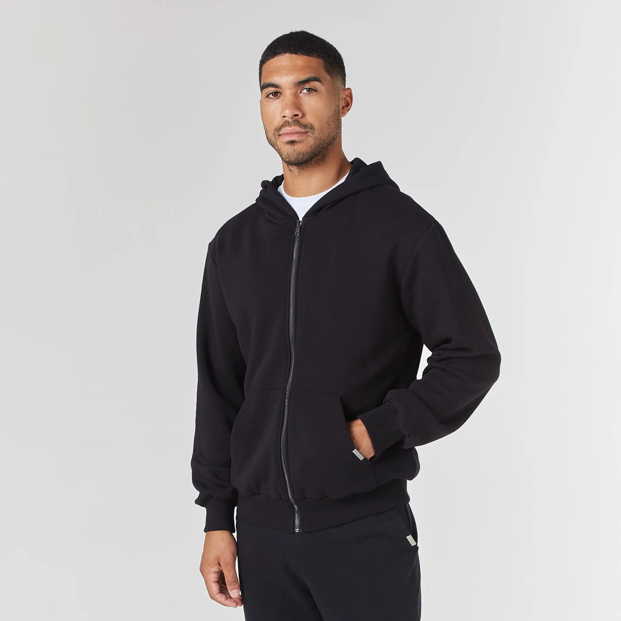 Relaxed Full Zip Hoodie | Black