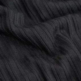 Remnant - 2.4m - Deadstock Lightweight Ribbed Sweater Knit - Black