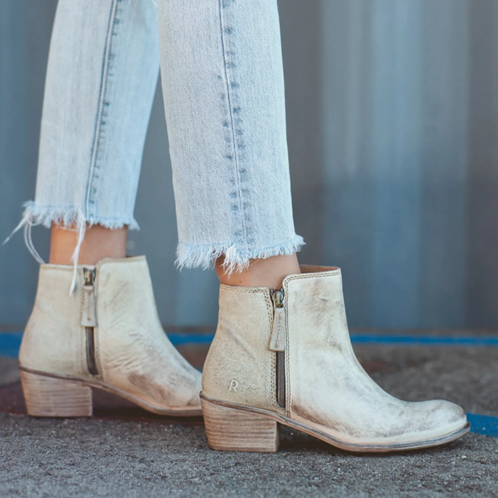 ROAN Liz Heeled Ankle Boot (Women) - Bone Crust Brown Wax