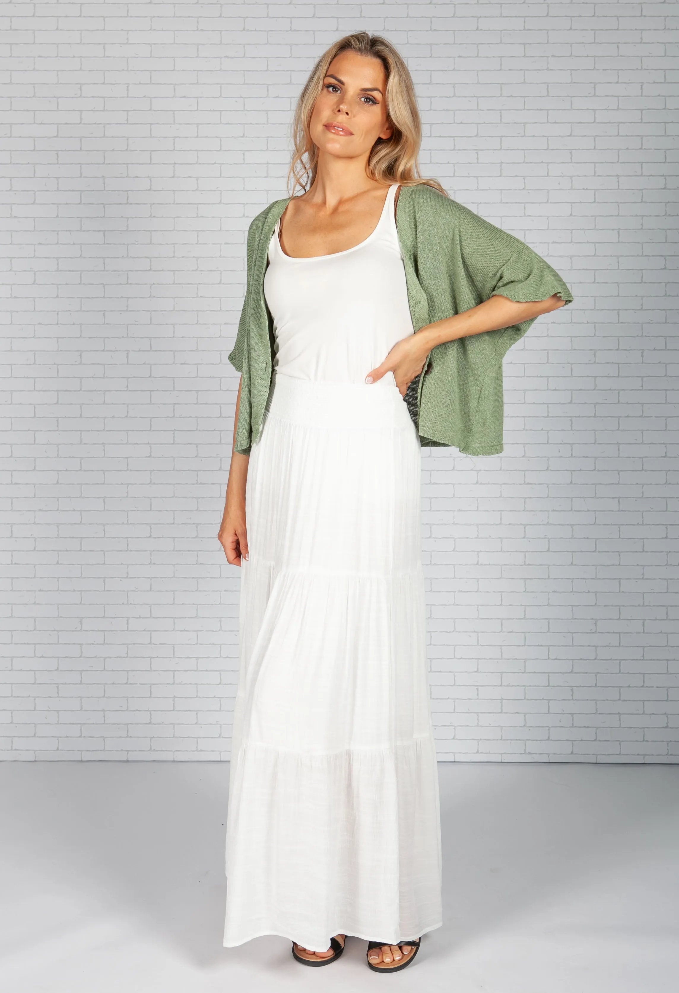 Sage Cropped Knit Cardigan