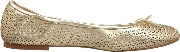 Sam Edelman Felicia Molten Gold Slip On Bow Detailed Rounded Toe Ballet Flats