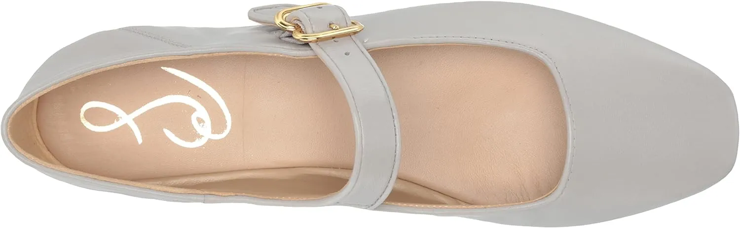 Sam Edelman Michaela Pebble Grey Mary Jane Buckled Ankle Strap Pointed Toe Flats