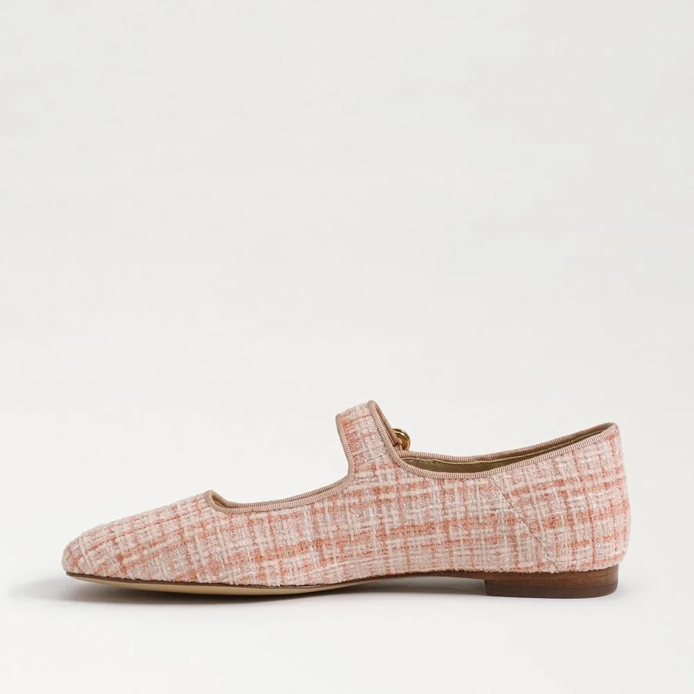 Sam Edelman Michaela Pink Salt Multi Mary Jane Ankle Strap Squared Toe Flats