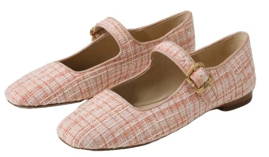 Sam Edelman Michaela Pink Salt Multi Mary Jane Ankle Strap Squared Toe Flats