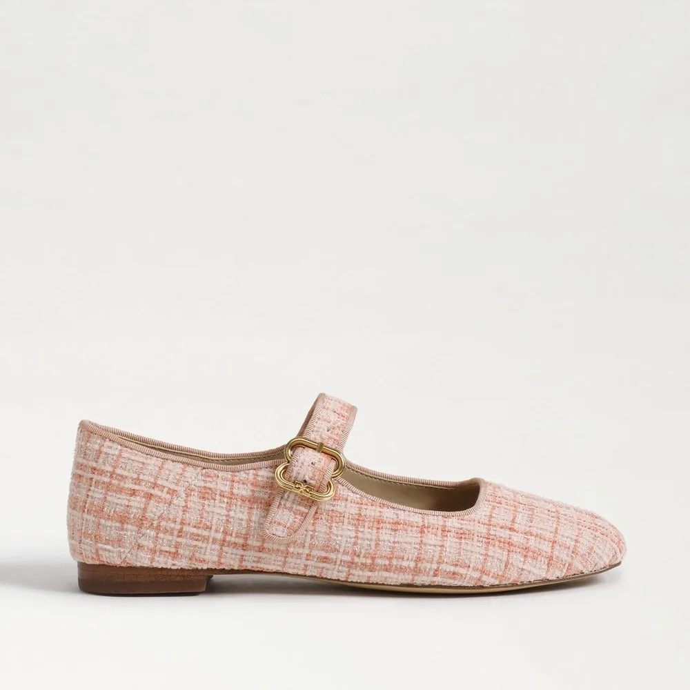 Sam Edelman Michaela Pink Salt Multi Mary Jane Ankle Strap Squared Toe Flats