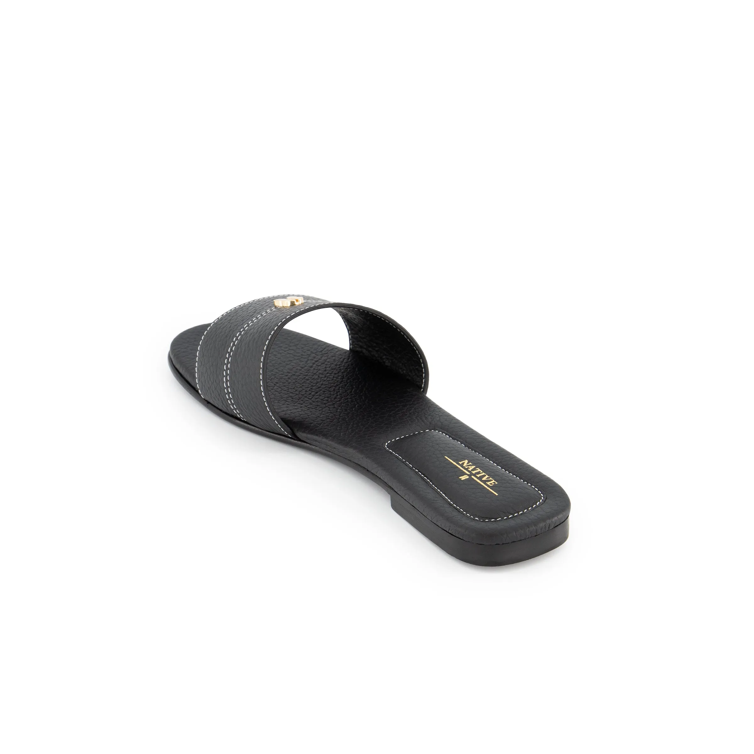 Sandals w/ Stitching in Black