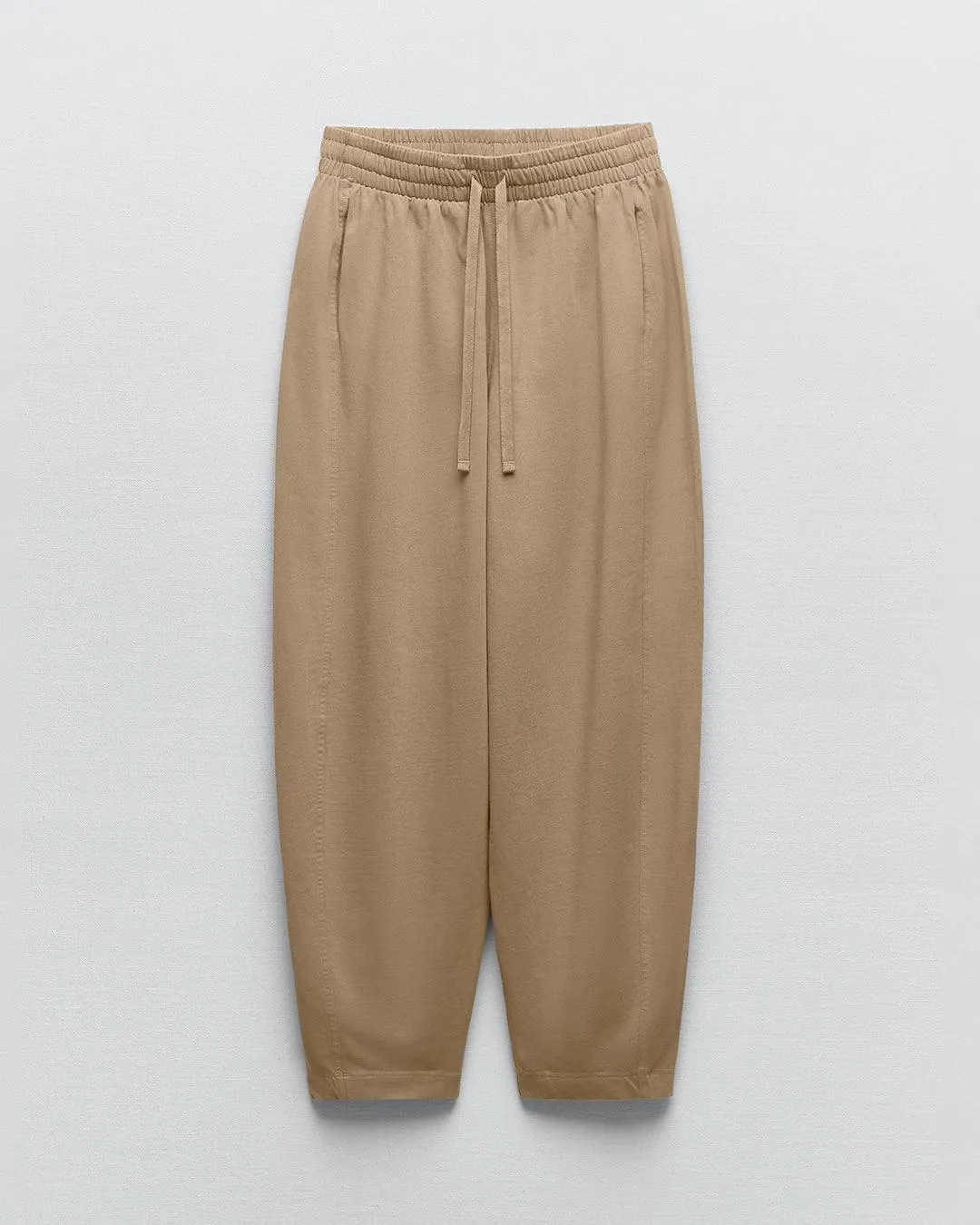 Set Of Two : Corset Style Top & Relaxed Fit Joggers in Light Brown