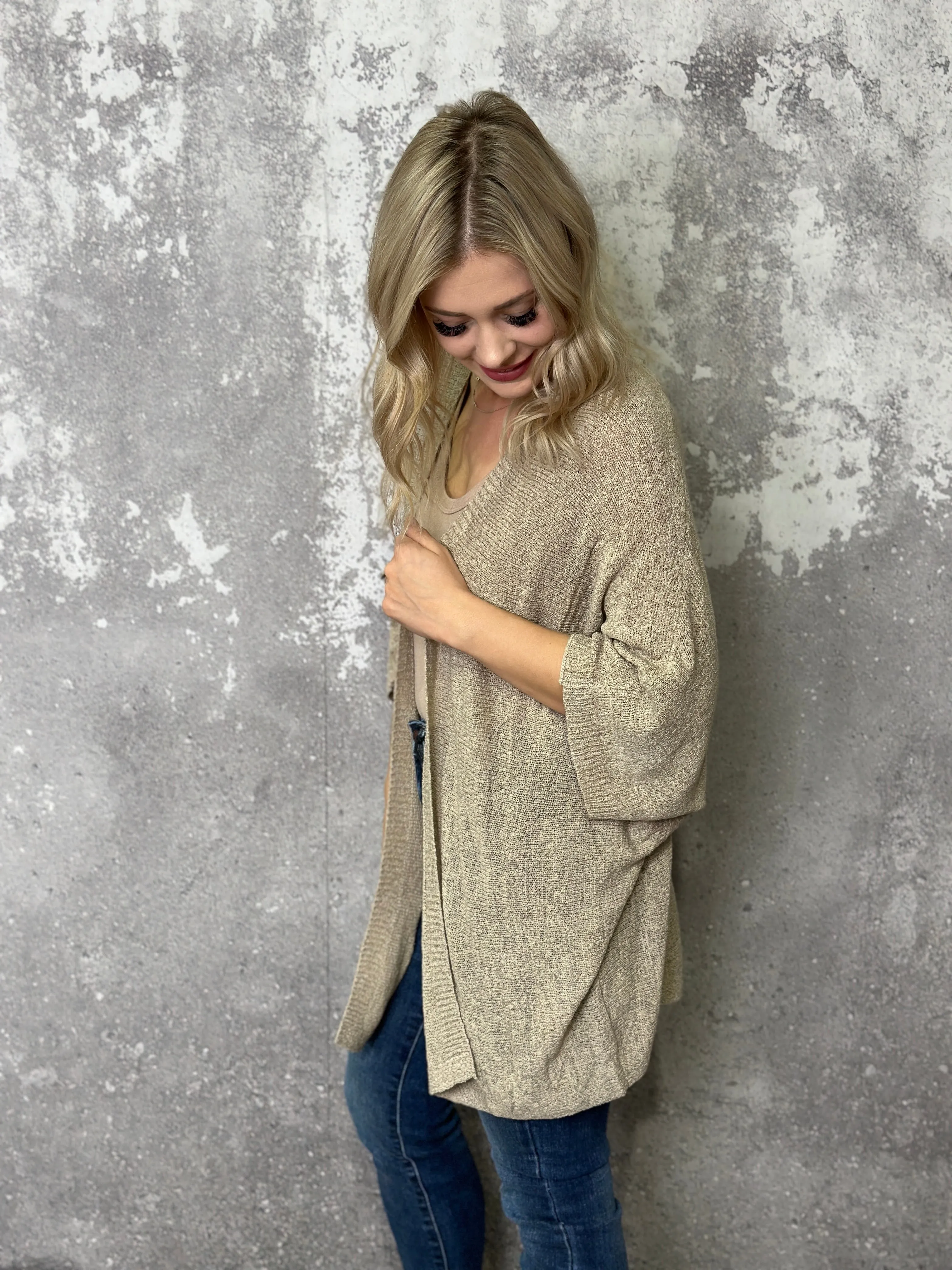 Short Sleeve Stunner Cardigan - Tan - FINAL SALE