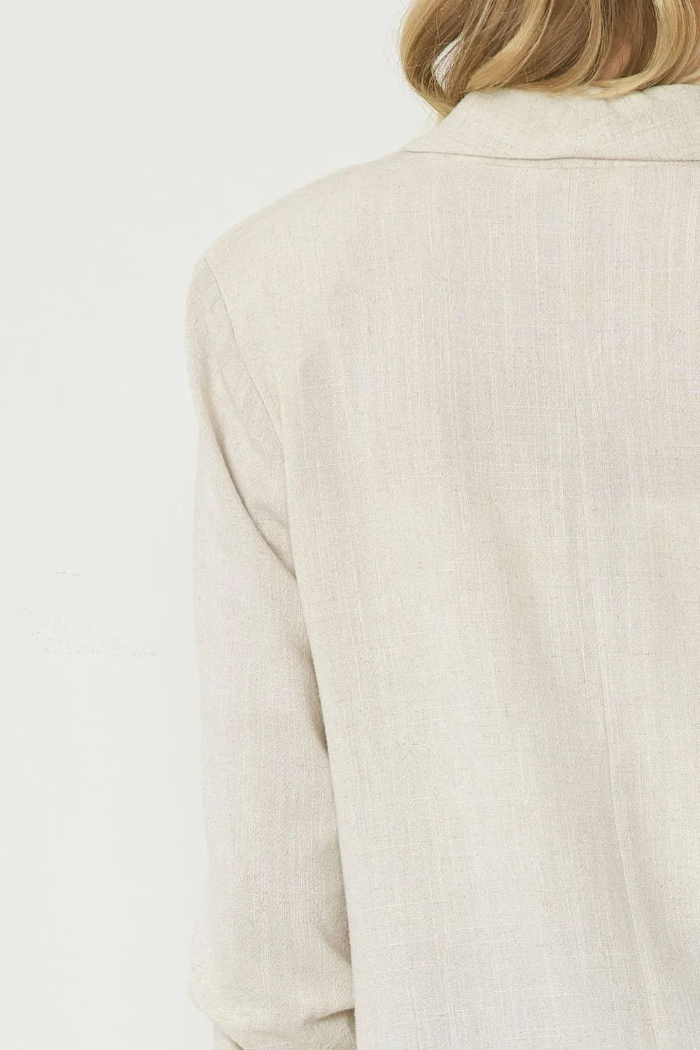 Solid Blazer Jacket with Shirred Detail Sleeve by Entro Clothing