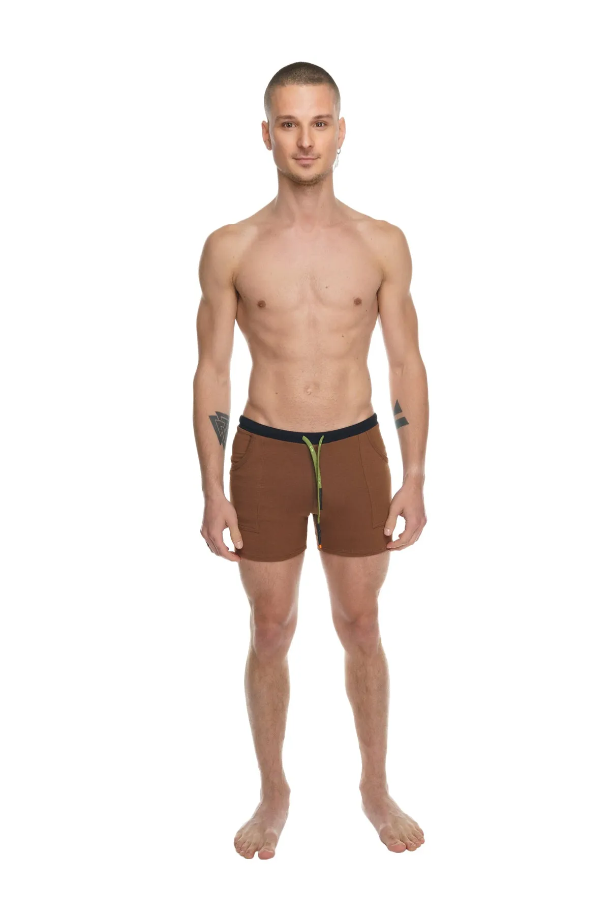 Transition Yoga Short (Chocolate w/Black & Green)