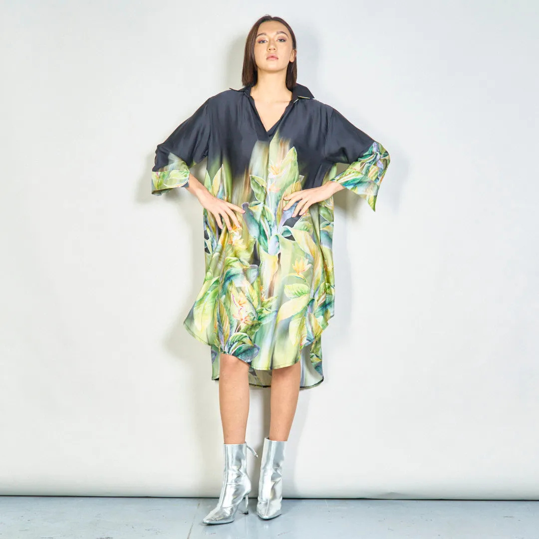 Tropical bloom flowy midi dress wholesale