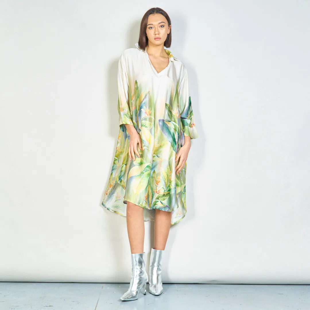 Tropical bloom flowy midi dress wholesale