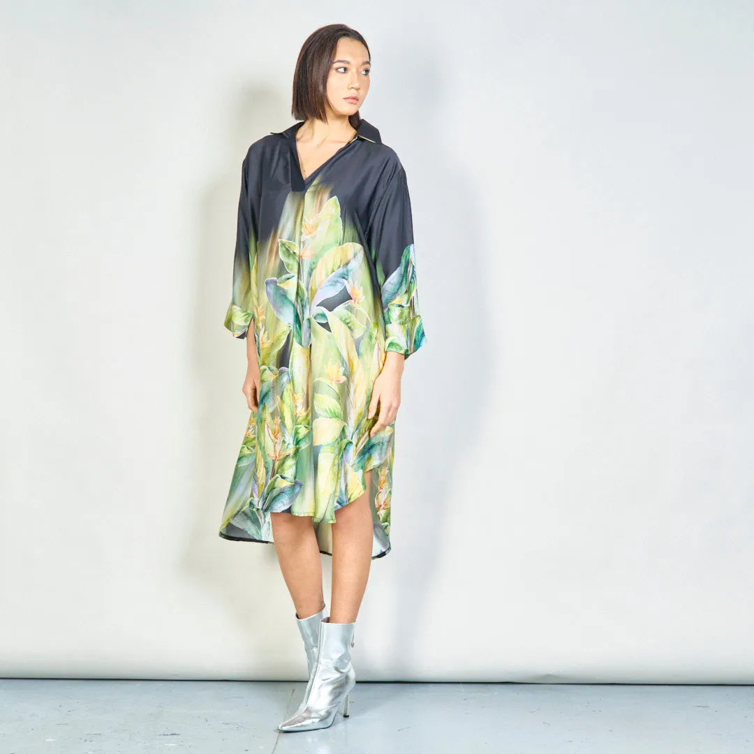 Tropical bloom flowy midi dress wholesale