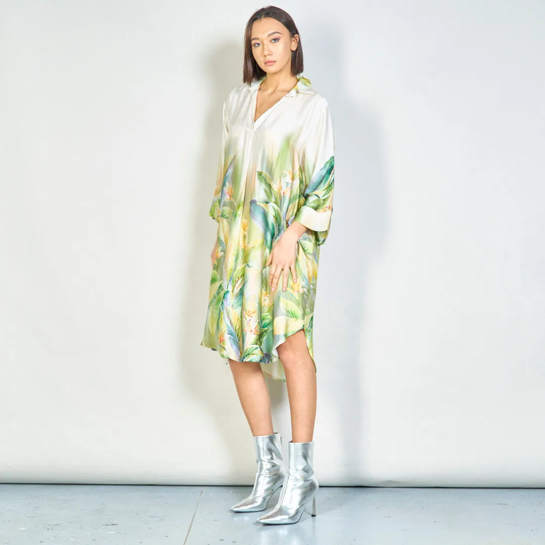 Tropical bloom flowy midi dress wholesale
