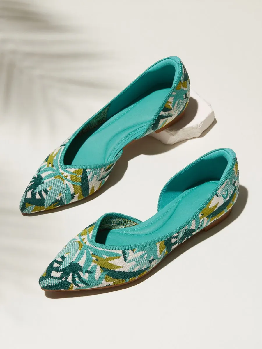 Turquoise Tropical Pointed-Toe Flats