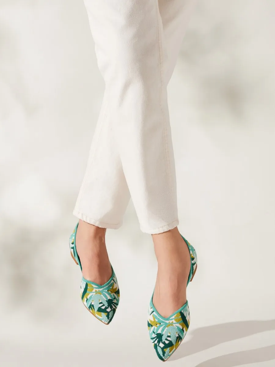 Turquoise Tropical Pointed-Toe Flats