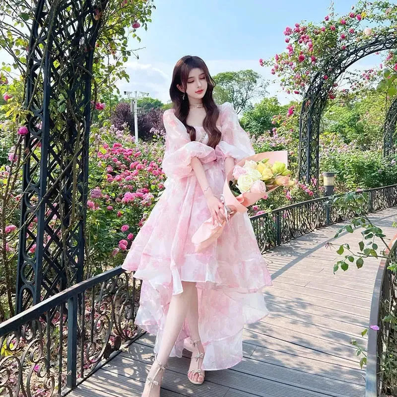 Vintage Floral Graceful Sweet Midi Dress
