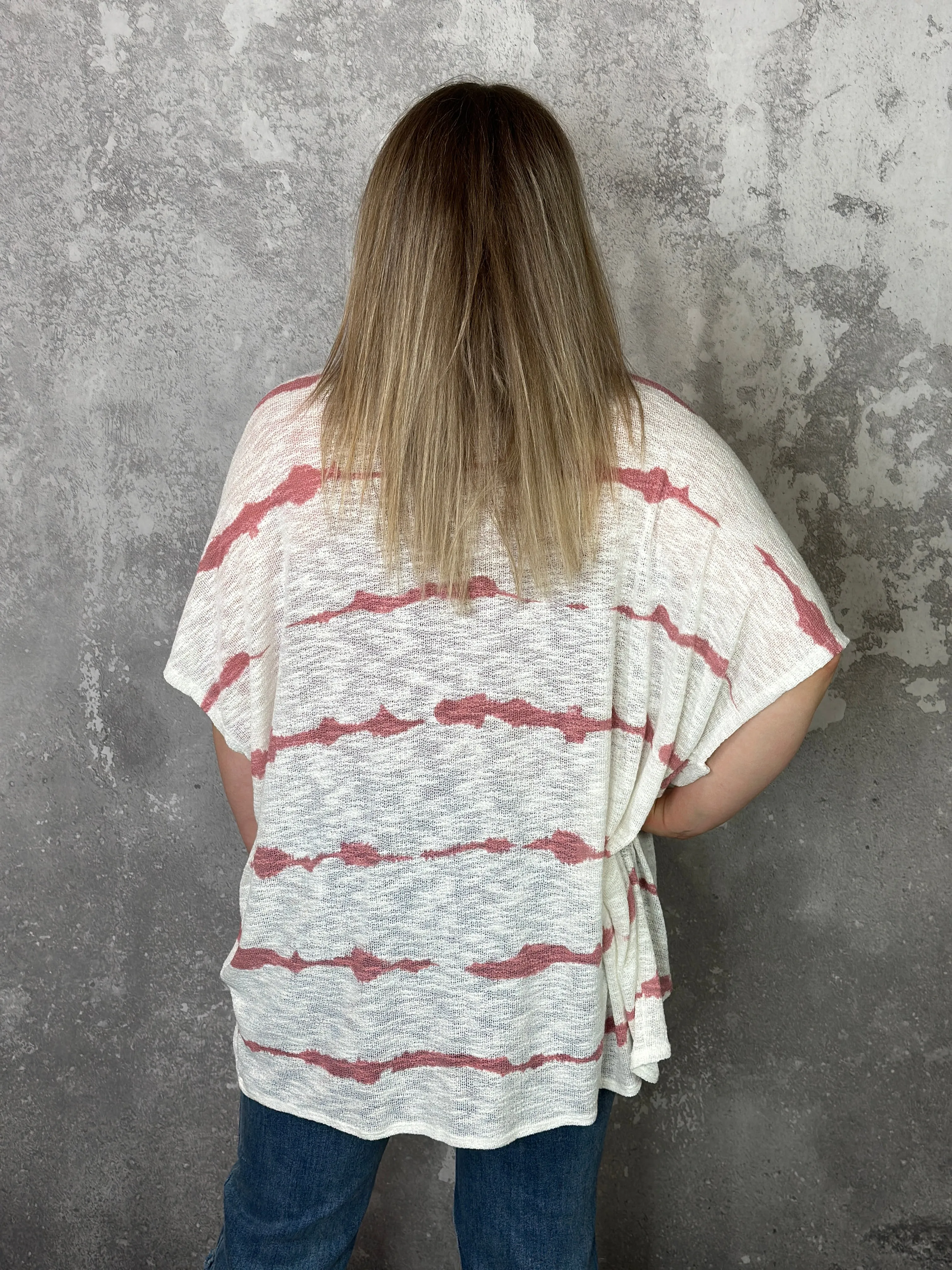 White Blush Stripe Lightweight Cardigan