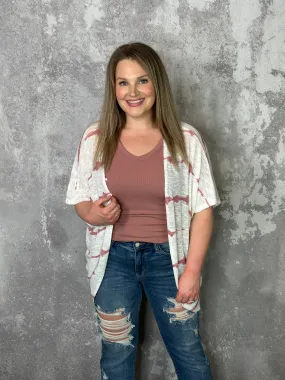 White Blush Stripe Lightweight Cardigan