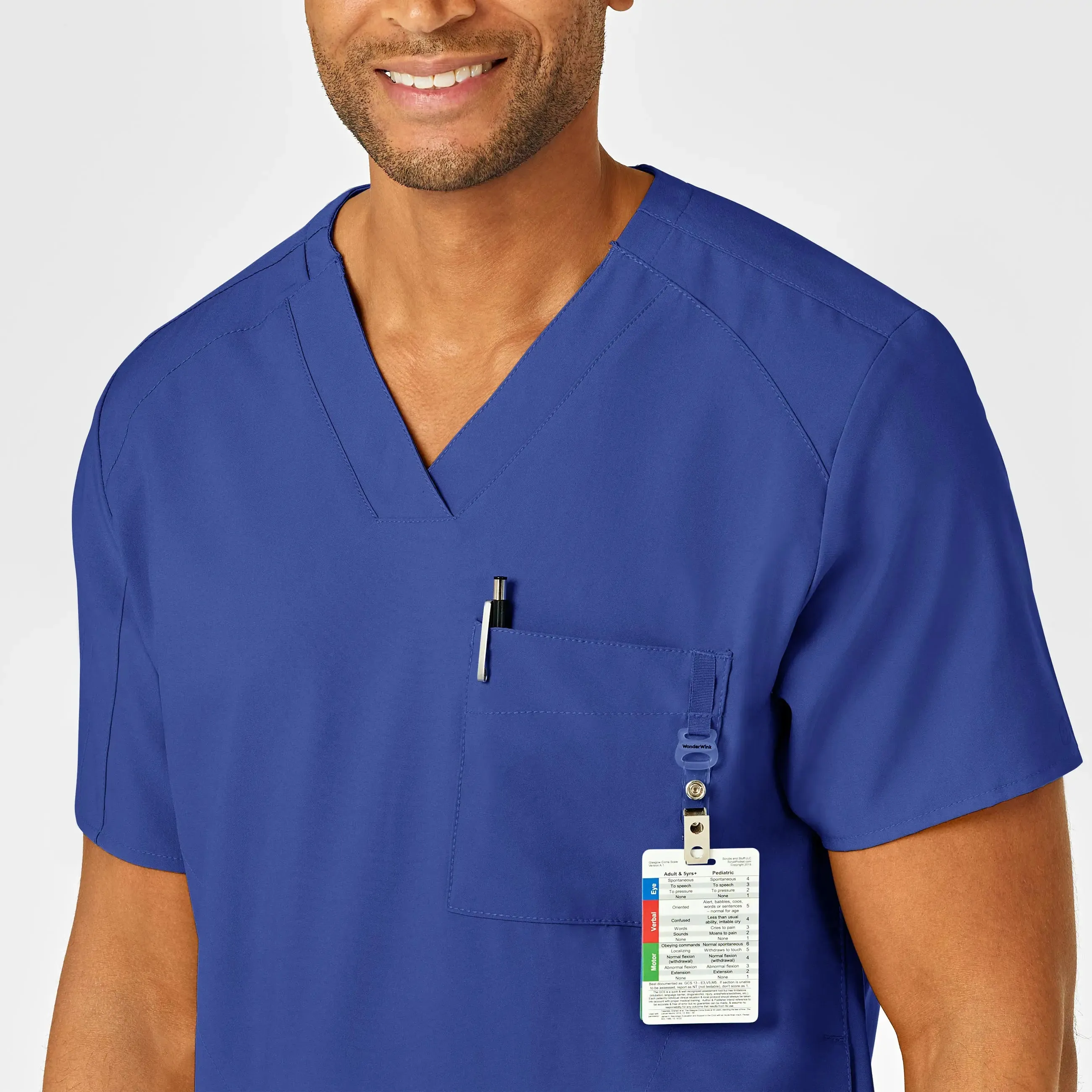 Wink Men's W123 V-Neck Scrub Top - Galaxy Blue