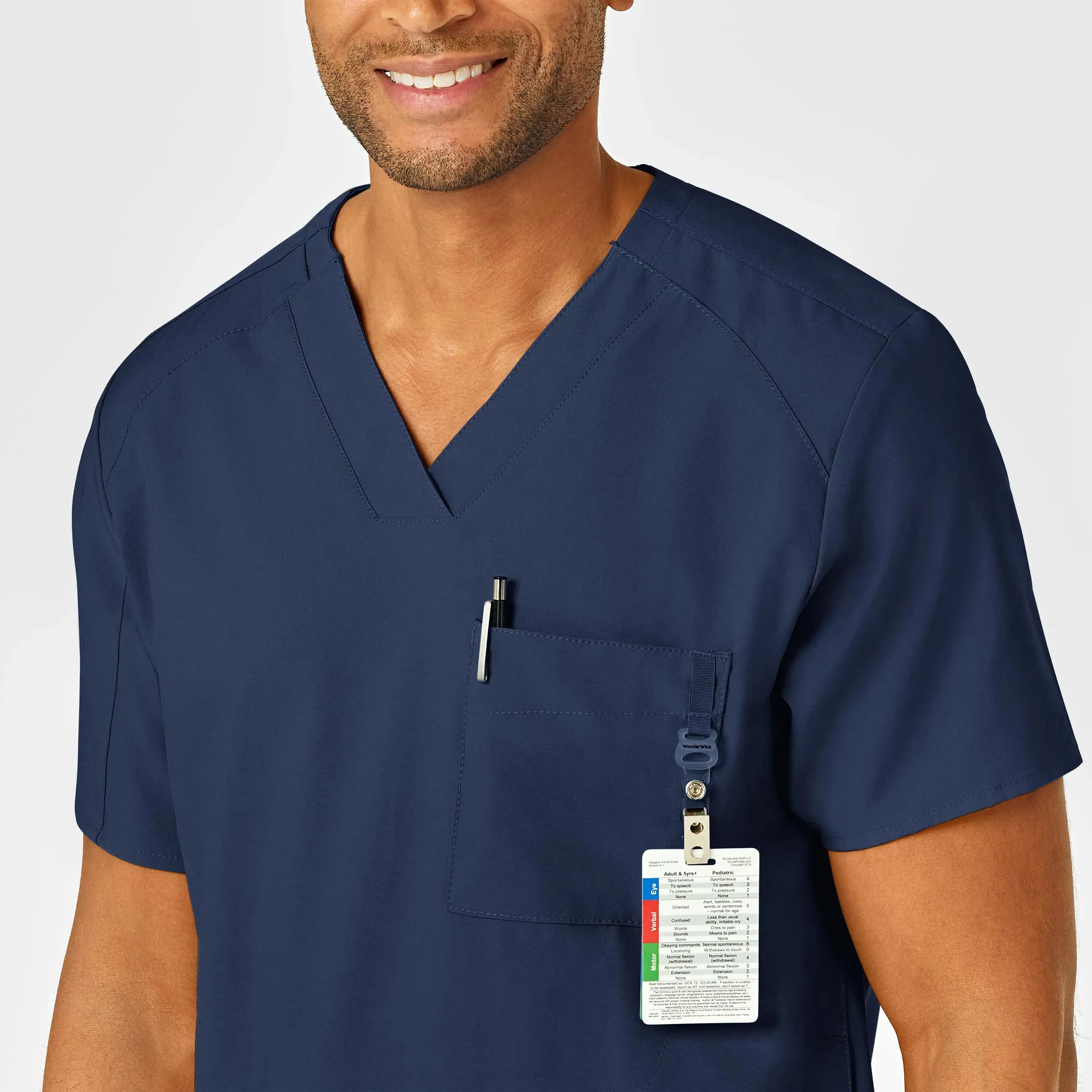 Wink Men's W123 V-Neck Scrub Top - Navy