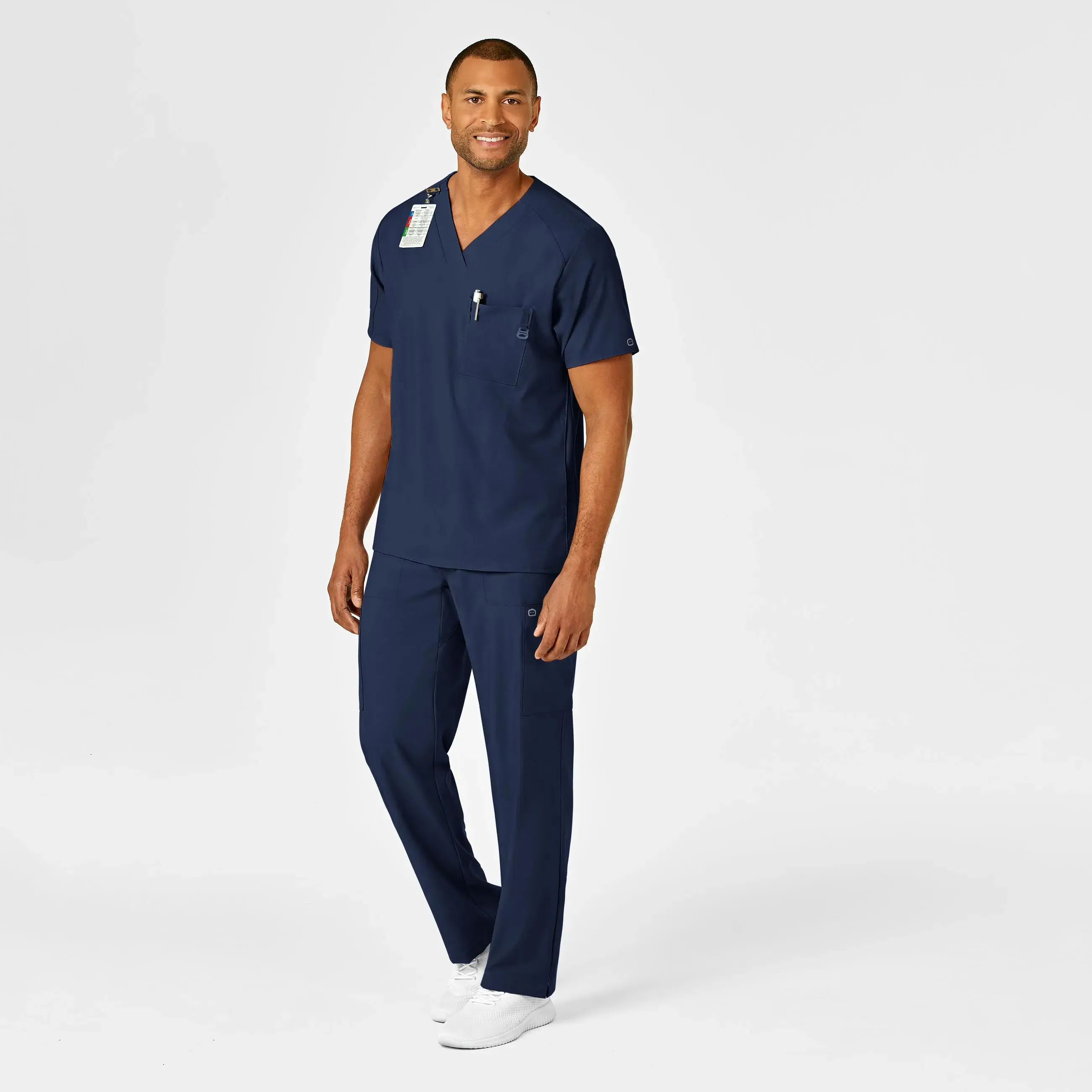 Wink Men's W123 V-Neck Scrub Top - Navy